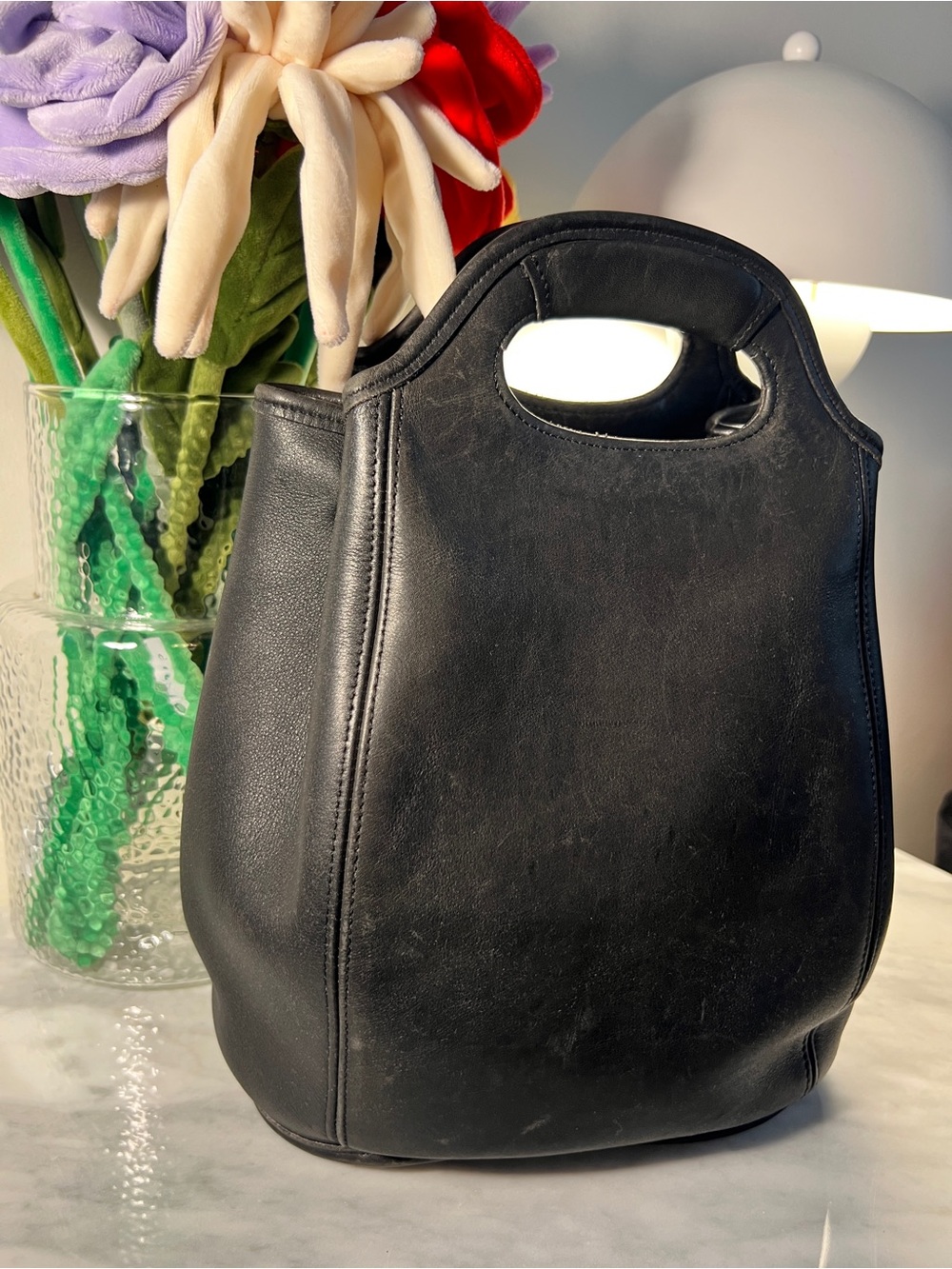 VINTAGE Coach 9994 1996 Convertible Backpack Bucket Bag Black Leather made  USA - Picture 6 of 16
